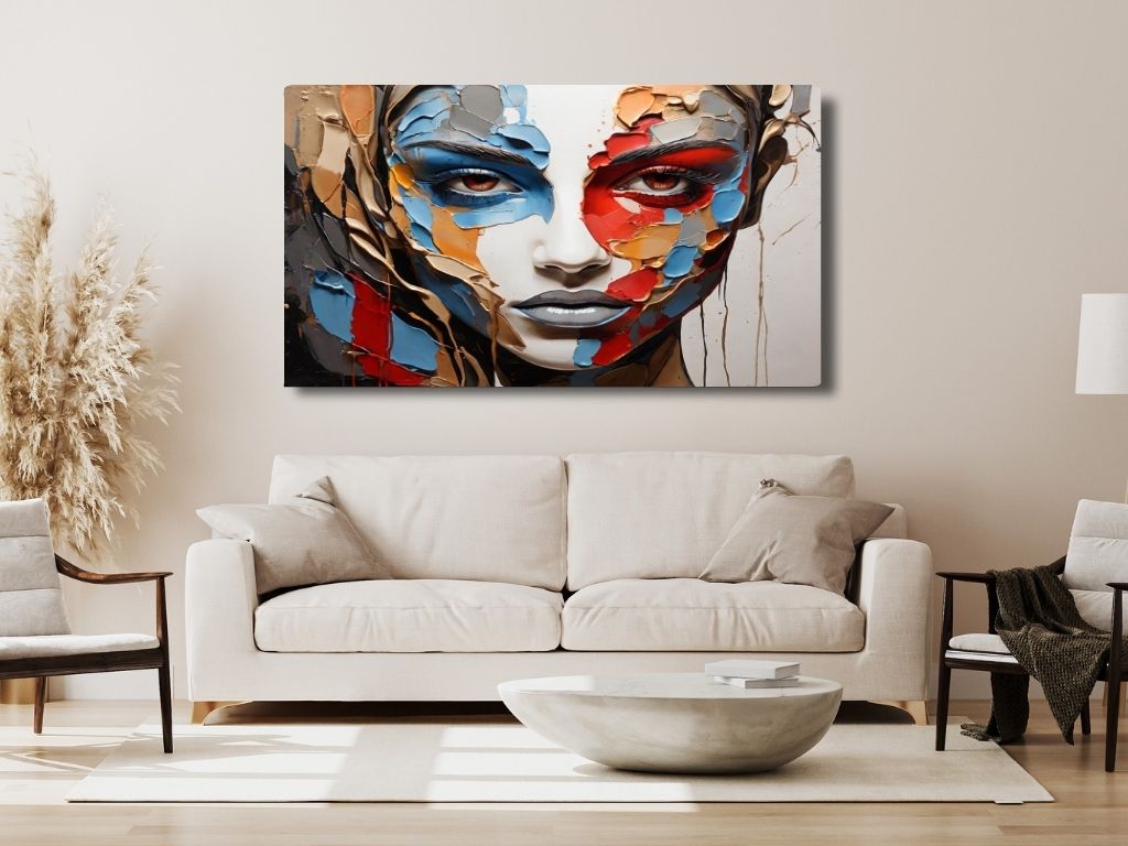 Cuadro abstracto moderno decorando una sala elegante