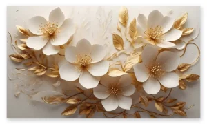 cuadro decorativo flores doradas – lienzo de poliéster