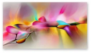 Cuadro abstracto floral rosado en lienzo, decoración elegante y moderna para sala, comedor o habitación. CompraCuadrosEnLinea.