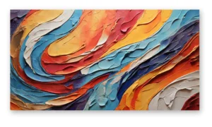 cuadro abstracto moderno con ondas de color en relieve