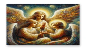 Cuadro ángeles protectores en lienzo