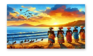 Cuadro atardecer playa en lienzo