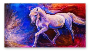 Cuadro caballo blanco de pintura moderna en lienzo decorativo