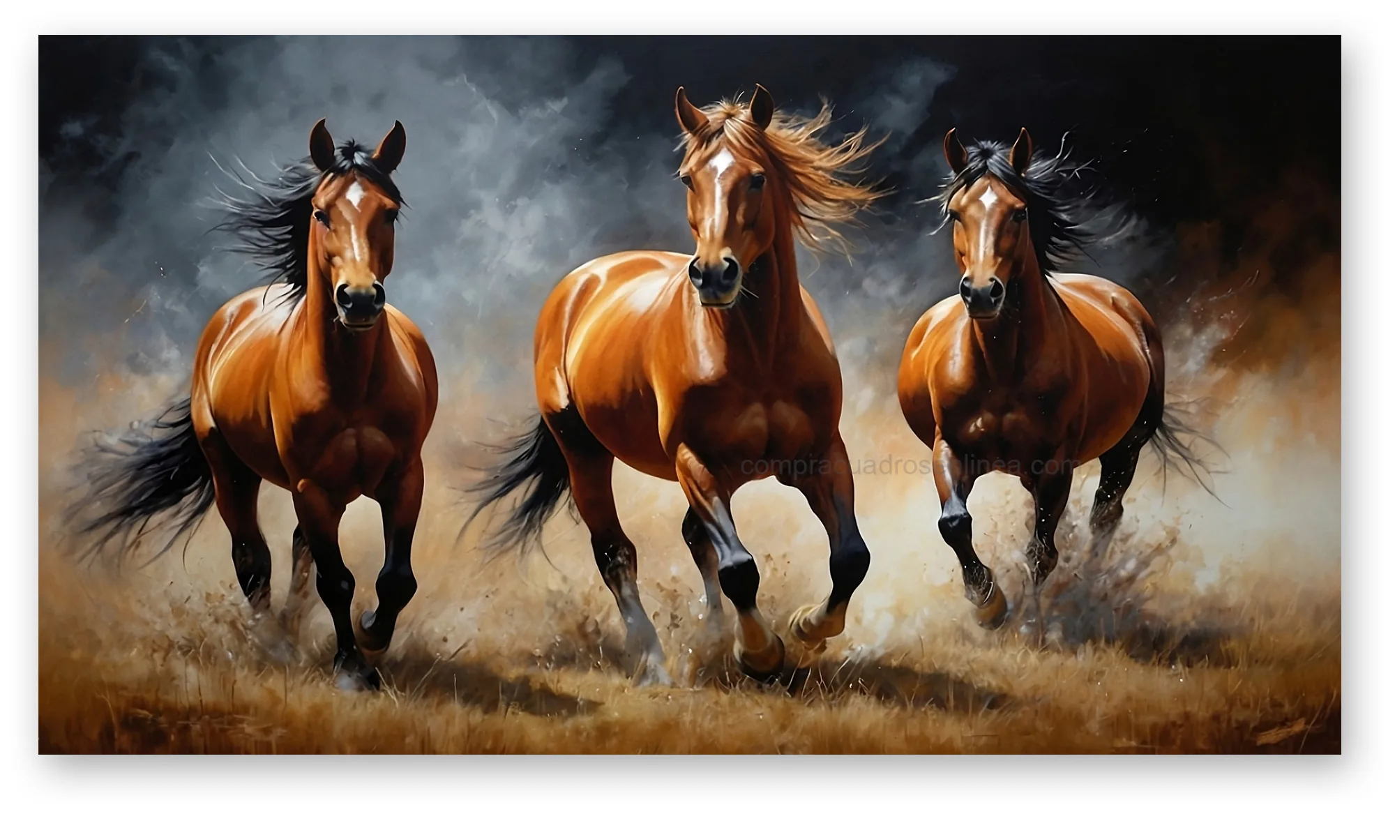 Cuadro caballos galopando arte realista movimiento en lienzo Caballos galopando arte realista movimiento en lienzo