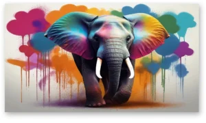 Cuadro elefante urbano multicolor moderno en lienzo