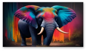 Cuadro elefante pop art multicolor moderno en lienzo