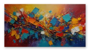 Cuadro explosión de color en lienzo, arte abstracto vibrante para sala, comedor o habitación. CompraCuadrosEnLinea.