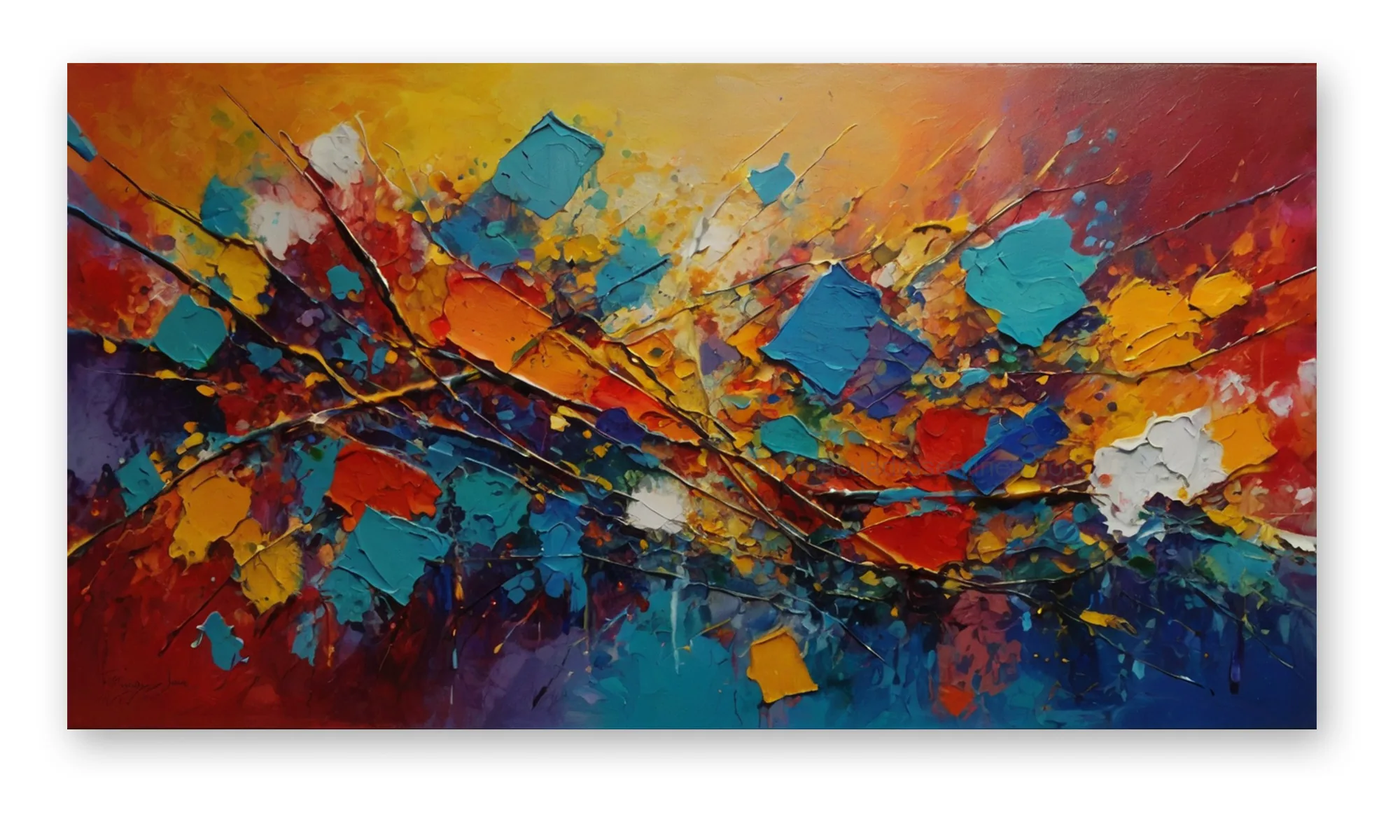 Cuadro Explosión de Color en Lienzo Cuadro explosión de color en lienzo, arte abstracto vibrante para sala, comedor o habitación. CompraCuadrosEnLinea.