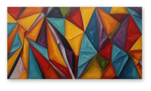 Cuadro geometría multicolor en lienzo, decoración moderna para sala, comedor o habitación. CompraCuadrosEnLinea.