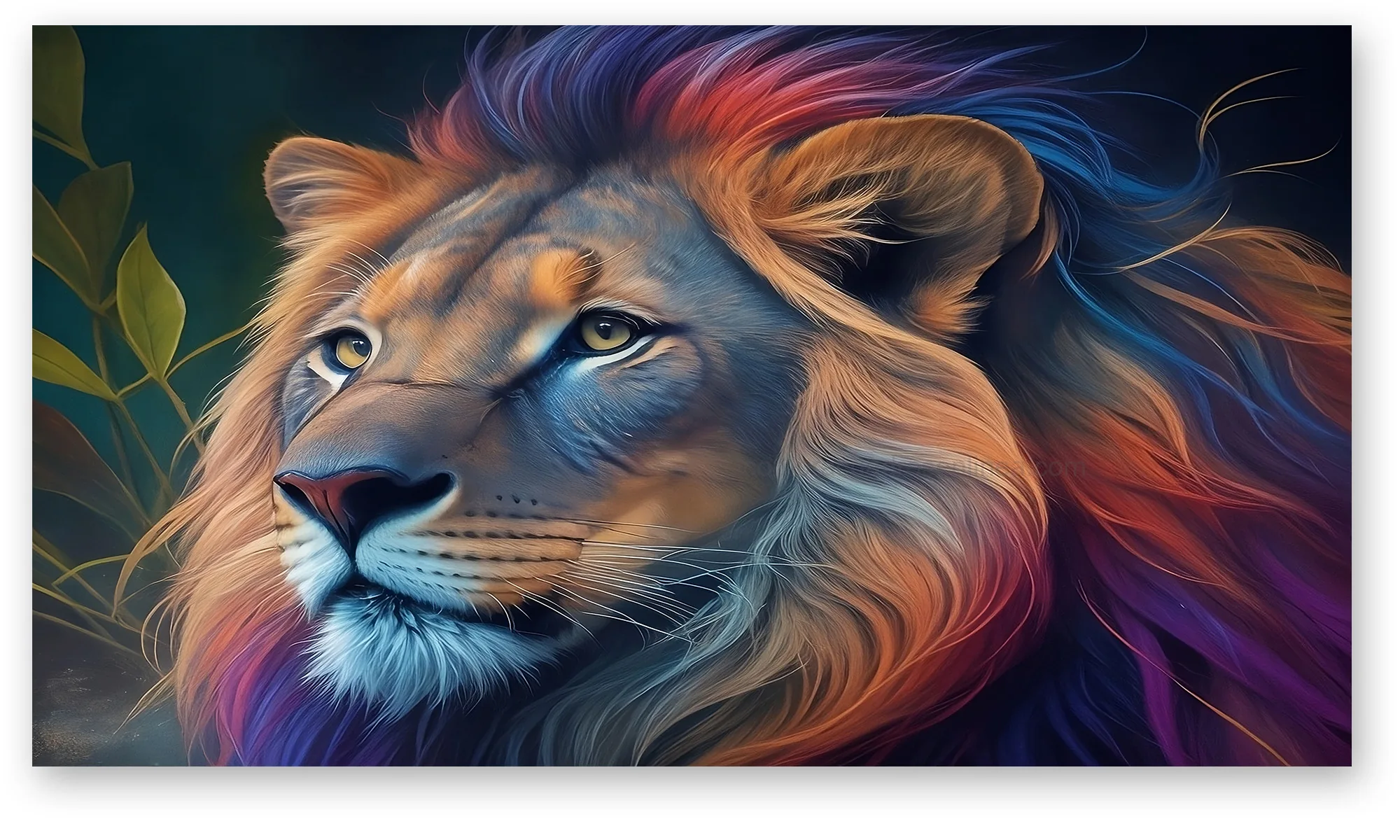 Cuadro león retrato artístico melena multicolor estilo moderno en lienzo Cuadro león retrato artístico melena multicolor estilo moderno en lienzo