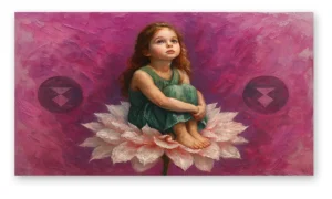 Cuadro nina en flor de loto version 2 sublimado sobre lienzo