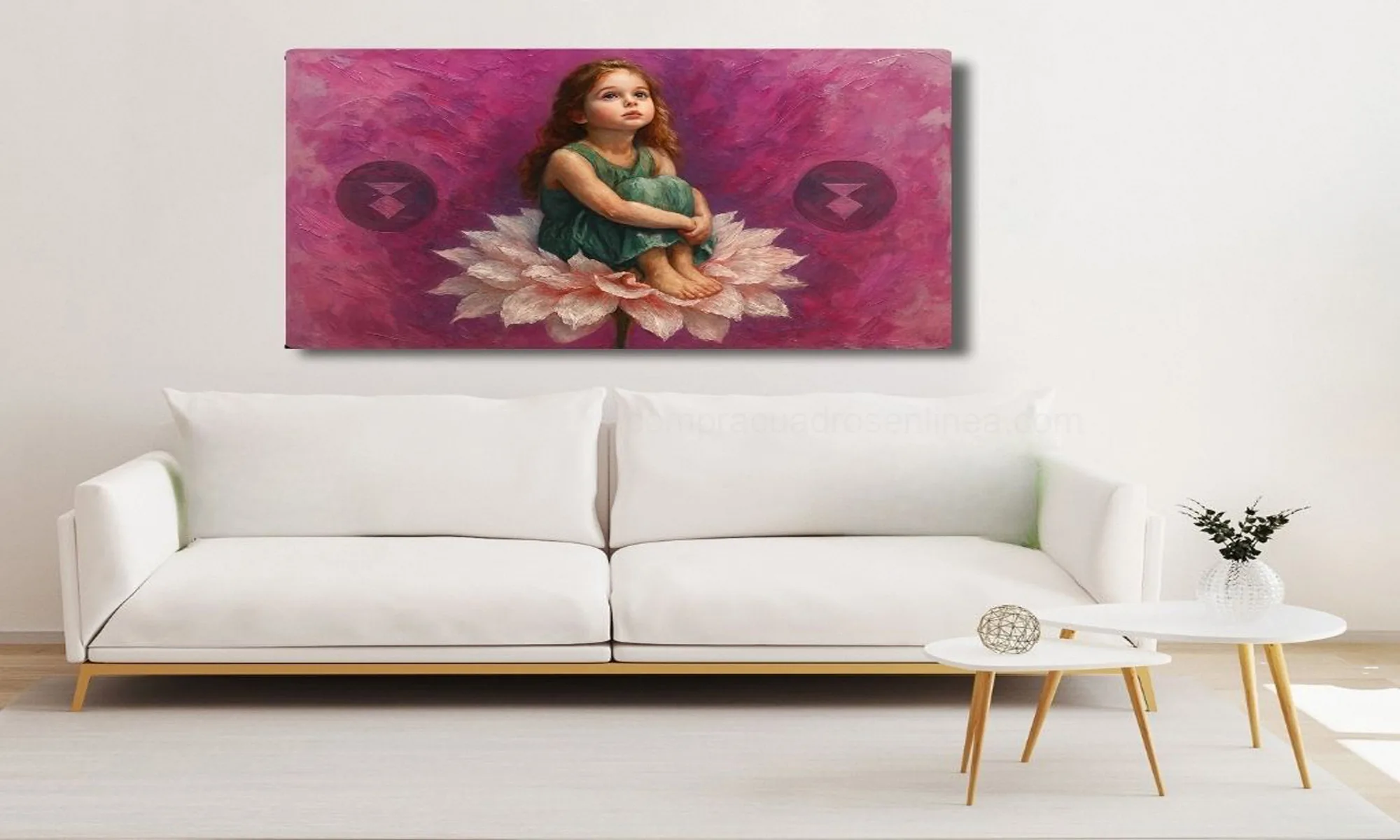 Cuadro nina en flor de loto version 2 en ambiente decorativo Cuadro nina en flor de loto version 2 en ambiente decorativo