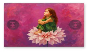 Cuadro nina sonadora en flor de loto sublimado sobre lienzo