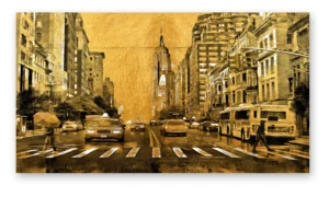 Cuadro Nueva York avenida urbana en tonos sepia en lienzo decorativo