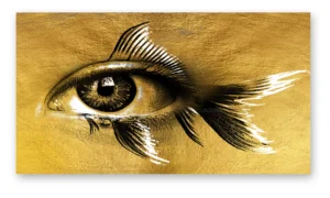 Cuadro ojo dorado de arte moderno en lienzo decorativo