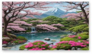 Cuadro paisaje japones en primavera sublimado sobre lienzo