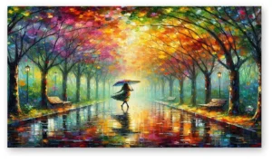 cuadro paisaje lluvioso en ambiente elegante