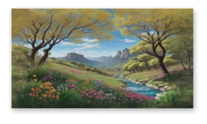 Cuadro reflejos del lago en otono sublimado sobre lienzo