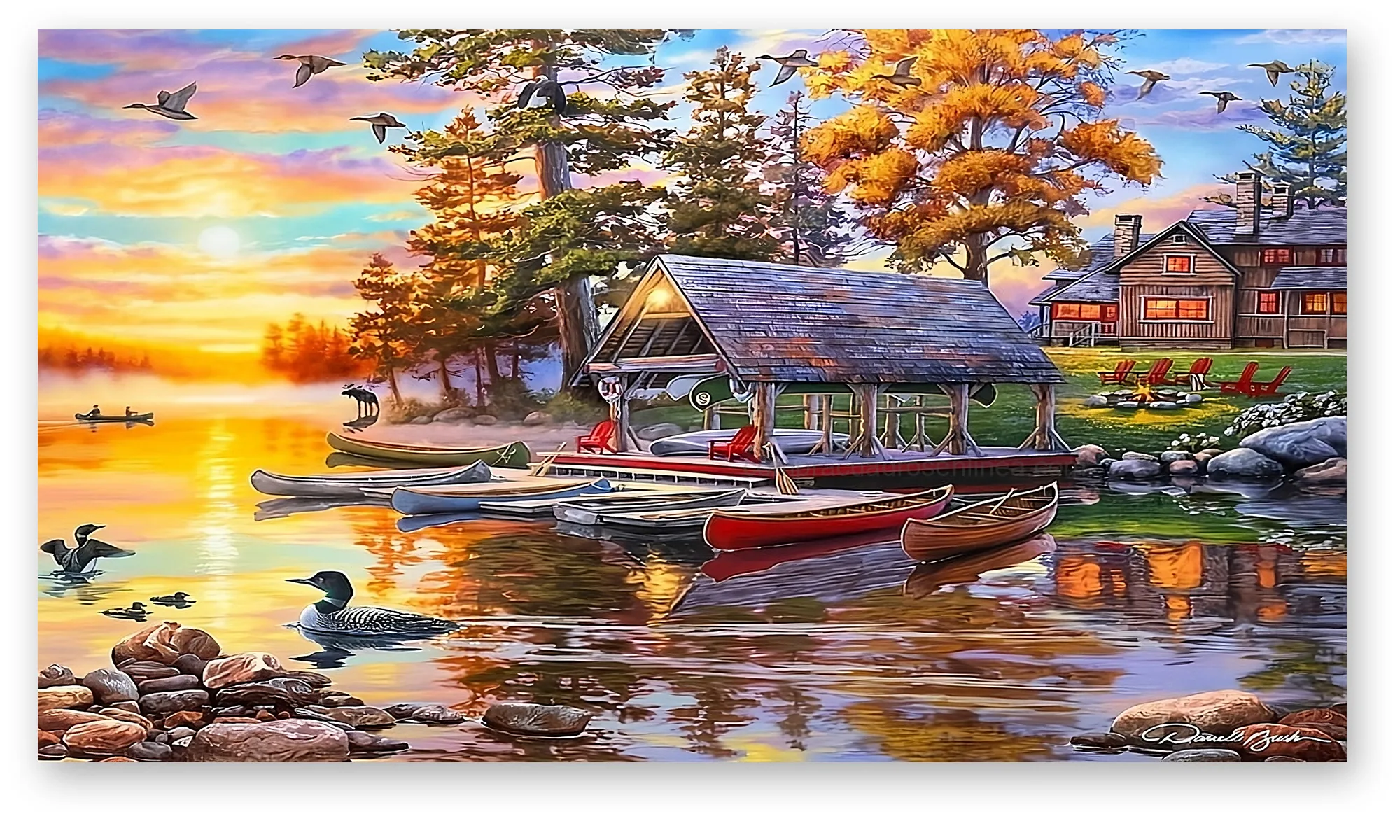 Cuadro valle sereno con rio y flores en lienzo Cuadro valle sereno con rio y flores sublimado sobre lienzo